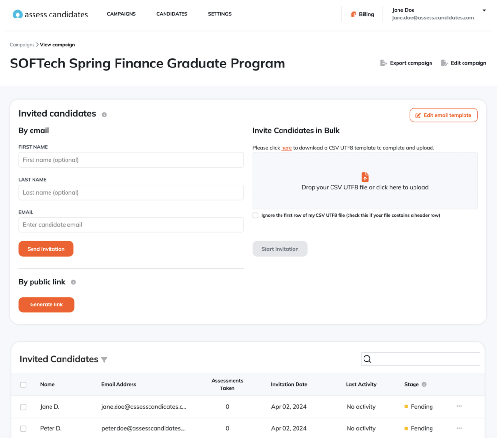 Invite Candidates to your Spatial Reasoning Test